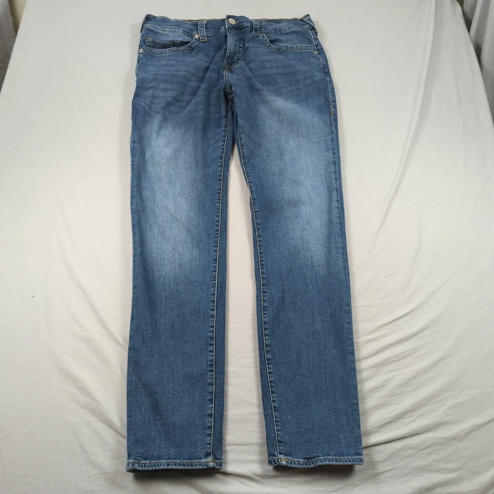 True Religion Jeans Mens 38x33 Blue Rocco Slim Stretch Casual Preppy
